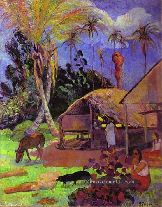 schwarzer Schweine Beitrag Impressionismus Primitivismus Paul Gauguin Ölgemälde